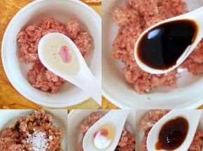 猪肉沫放入适量的花生油，酱油，生粉，料酒，蚝油搅拌均匀