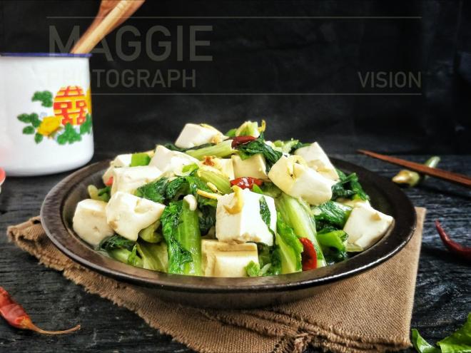 快手菜～莴苣叶炒豆腐