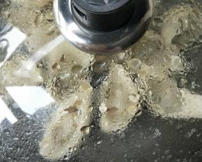 倒入没过馄饨1/3处清水，盖盖，中火焖煎。