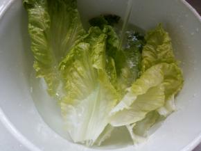 生菜流水冲洗干净，控一下水分