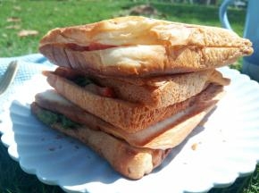 三明治无论是当做早餐还是外出游玩，都是不错的主食，喜欢加肉松的、挤点沙拉酱或者千岛酱都可以，加鸡蛋的、可以加点培根、黄瓜丝，反正喜欢什么就加什么，对自己要好点。