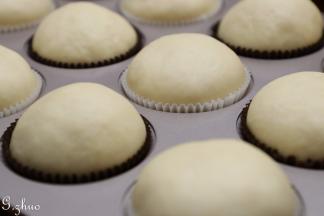 发酵后取出，每次发酵都可以在烤箱内装一盘热开水帮助发酵。