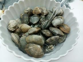 花蛤冲洗干净，控水