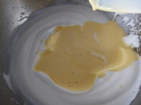 再倒入剩下的蛋白霜中，翻拌均匀