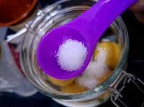 一层李子，一层冰糖这样循环放，再放少许的盐