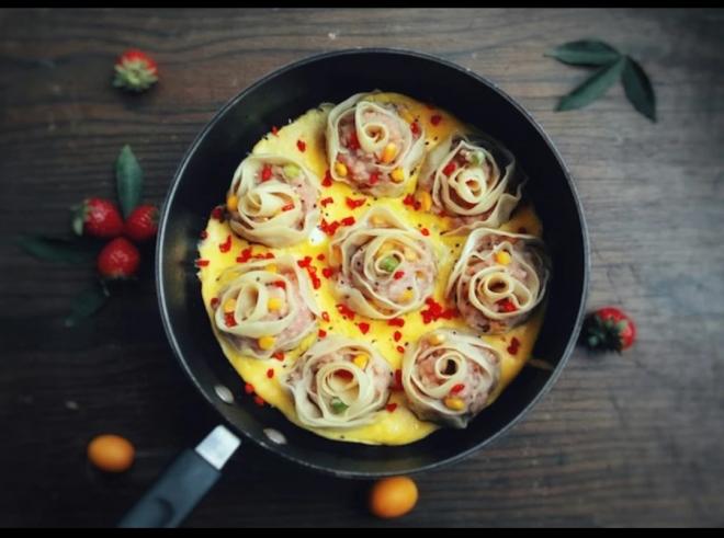玫瑰花抱蛋煎饺