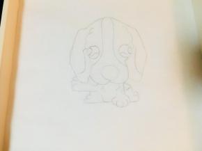 关于图案，用一直油纸，将你喜欢的图案拓下来，放入烤盘中。