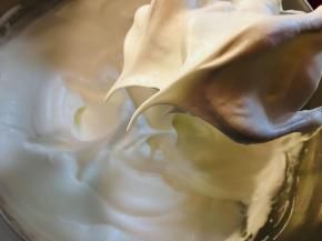 蛋白打发至短弯钩即可。