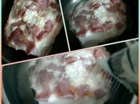 五花肉冲洗干净，锅中放入凉水，加一点料酒煮肉
