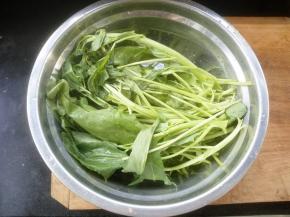 菠菜清洗干净备用