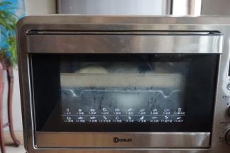 放入东菱K40C烤箱中，用烤箱的发酵档发酵50分钟左右（烤箱内放置一碗热水，使烤箱内有一定的湿度）