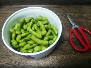 洗干净把毛豆的两边剪掉