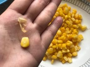 ，如果是儿童吃，记得把每一粒玉米皮撕下来，如果是成人吃，无所谓了