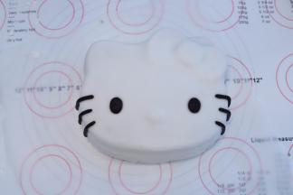 取少许甘佩斯加黑色素，调成黑色甘佩斯，做好眼睛和胡须