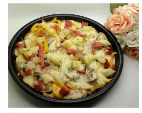 做了二种口味：海鮮、蔬菜火腿。
