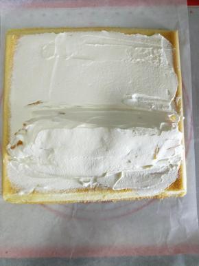 在芒果肉上再覆盖一层奶油