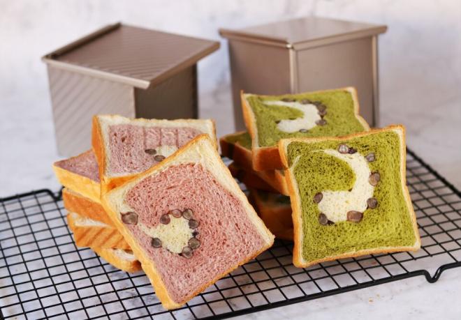 抹茶蜜豆吐司+紫薯蜜豆吐司