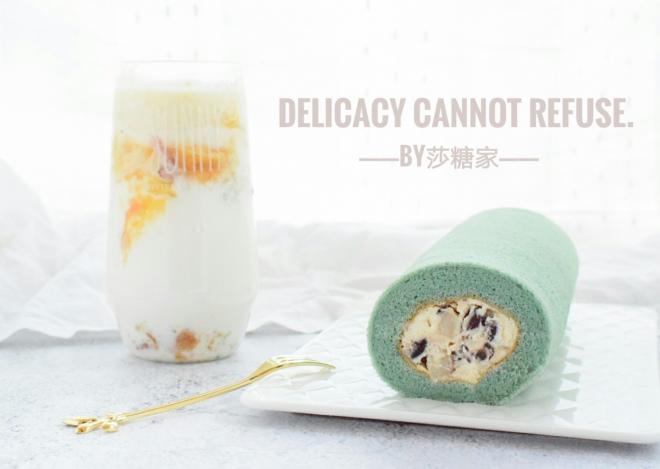 蝶豆花打糕蜜豆蛋糕卷