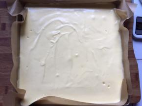 倒入烤盘，左右摇晃均匀，轻震两下，震出气泡，放入预热好的烤箱140度，上下火，20分钟