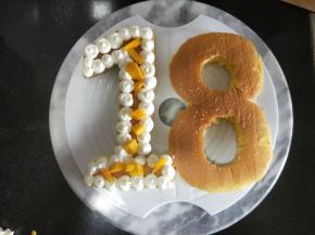 先放一层蛋糕片挤一圈奶油，放上自己喜欢的水果