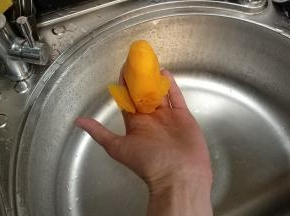 在芒果低部四周切片