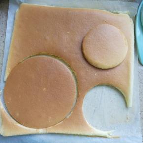 出炉凉网晾凉，切成合适大小的两个圆形