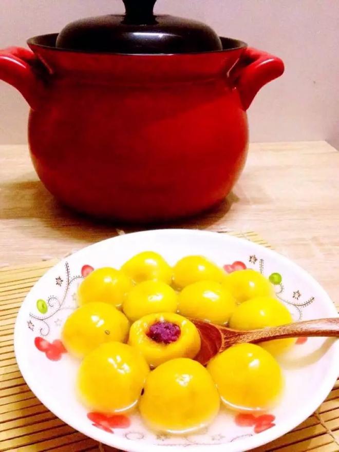 南瓜紫薯汤圆