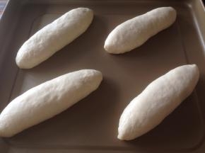 放在不粘烤盘上，放入烤箱，选择发酵温度35度，发酵45分钟左右（烤箱内放置一碗热水，增加湿度）