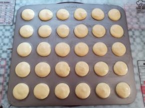 把面糊垂直的挤到模具上（模具事先摸一层脱模膏）