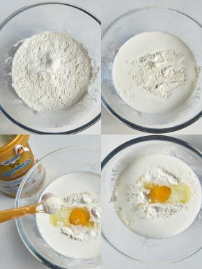 所有材料除黄油之外混合在一起，揉成光滑面团。再加入黄油，揉成光滑面团。