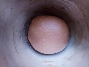 把揉好的面团盖上保鲜膜进行一发(温度不要超过28度) 。