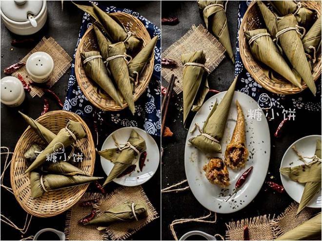 【香辣豆豉排骨粽】牛角形（细锥形）