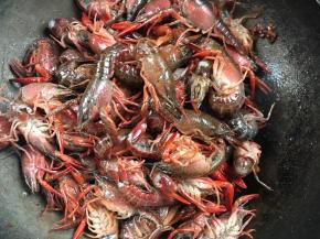 倒入小龙虾，翻炒均匀