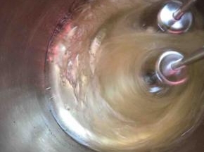 蛋白中加入一半的白糖，打蛋器启动低档打至糖融化