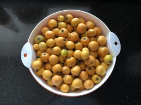 枇杷果摘洗干净后沥干水份。