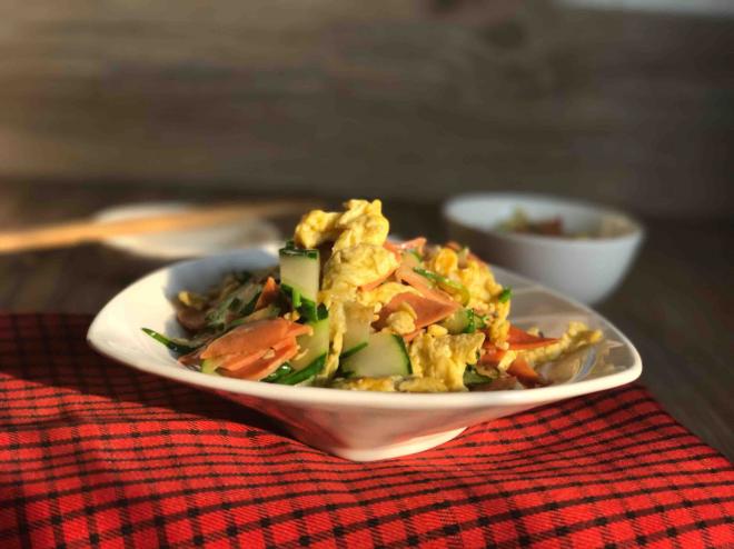 黄瓜火腿炒鸡蛋