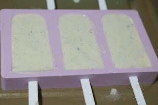 振平，盖上雪糕模具配带的盖子，放入冷冻室一晚，第二天轻松取出，