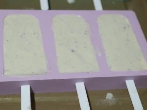 振平，盖上雪糕模具配带的盖子，放入冷冻室一晚，第二天轻松取出，