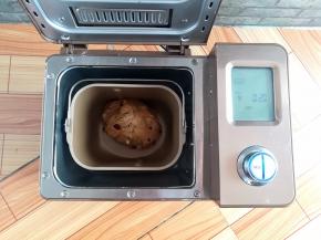 加果料的面团揉好后，发酵20分钟（发面程序自带发酵20分钟，不需要去调面包机的程序）