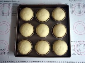 全部完成后，在表面喷点清水，然后放入烤箱，用发酵程序，38度发酵35分钟。