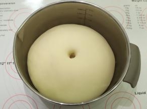 放入盆内开始一发，温度28度，盖上保鲜膜，时间大概40分钟