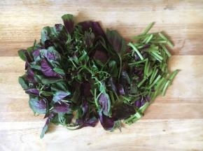 将苋菜切成寸段。