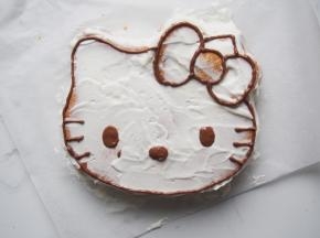 巧克力融化后装入裱花袋，剪开小口，沿着蛋糕边缘画出形状。