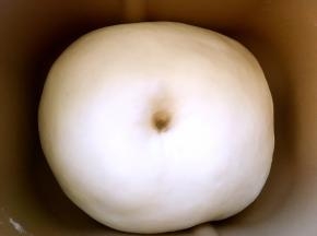 发酵好的面团手指沾干粉按下去，有个圆圆的洞，轻微回弹即可