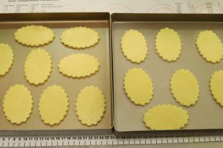 利用模具做好所有的饼干胚，放入烤盘（大概两个28X8的方盘）