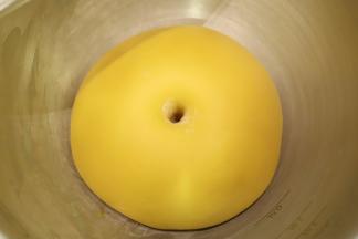 手沾面粉插入面团，不塌陷不回缩即发酵完成