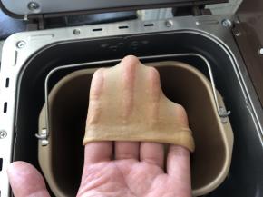 5、和面功能结束后，面团达到扩展阶段就可以了。