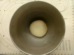 把揉好的面团盖上保鲜膜进行一发(温度不要超过28度) 。 