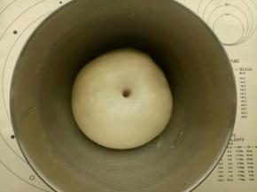 大概40分钟左右，用手指粘面粉在面团中间戳个洞，不回缩，不塌陷就发好了 。