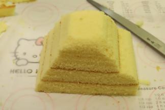 刚才切剩的两片刚好做车顶，如图一样修整好